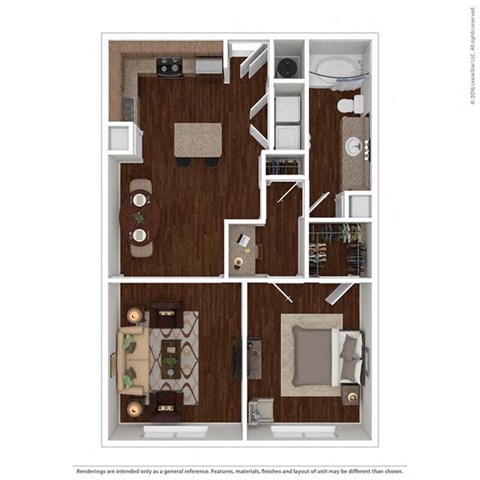 1 bed 1 bath floor plan J at Auxo at Memorial, Texas
